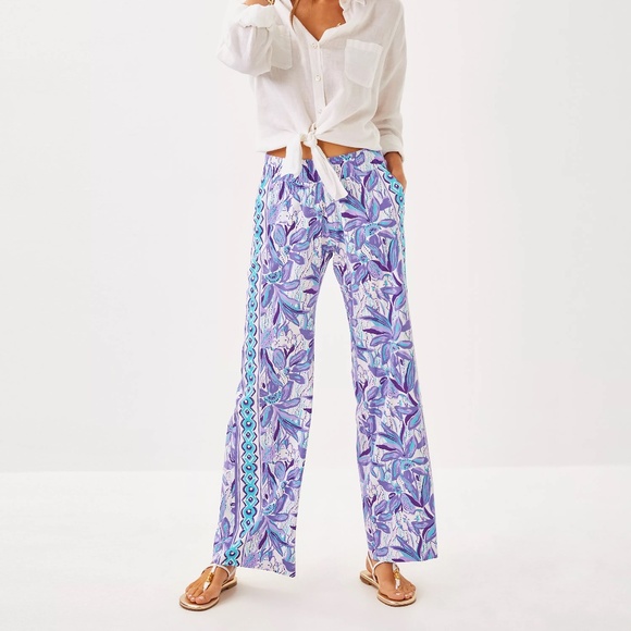 NWT Lilly Pulitzer Bal Harbour Palazzo Tropicalia Purple Elephant In The Bloom - Picture 1 of 5